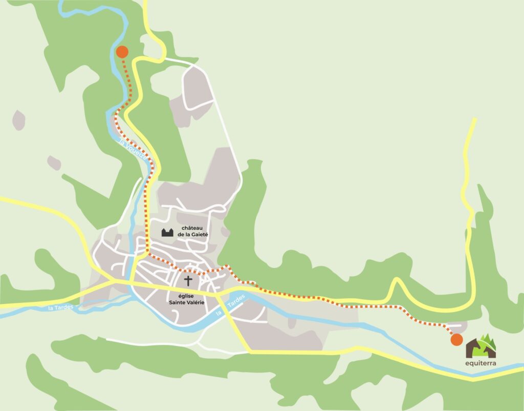 Carte de la balade à cheval de Chambon sur Voueize